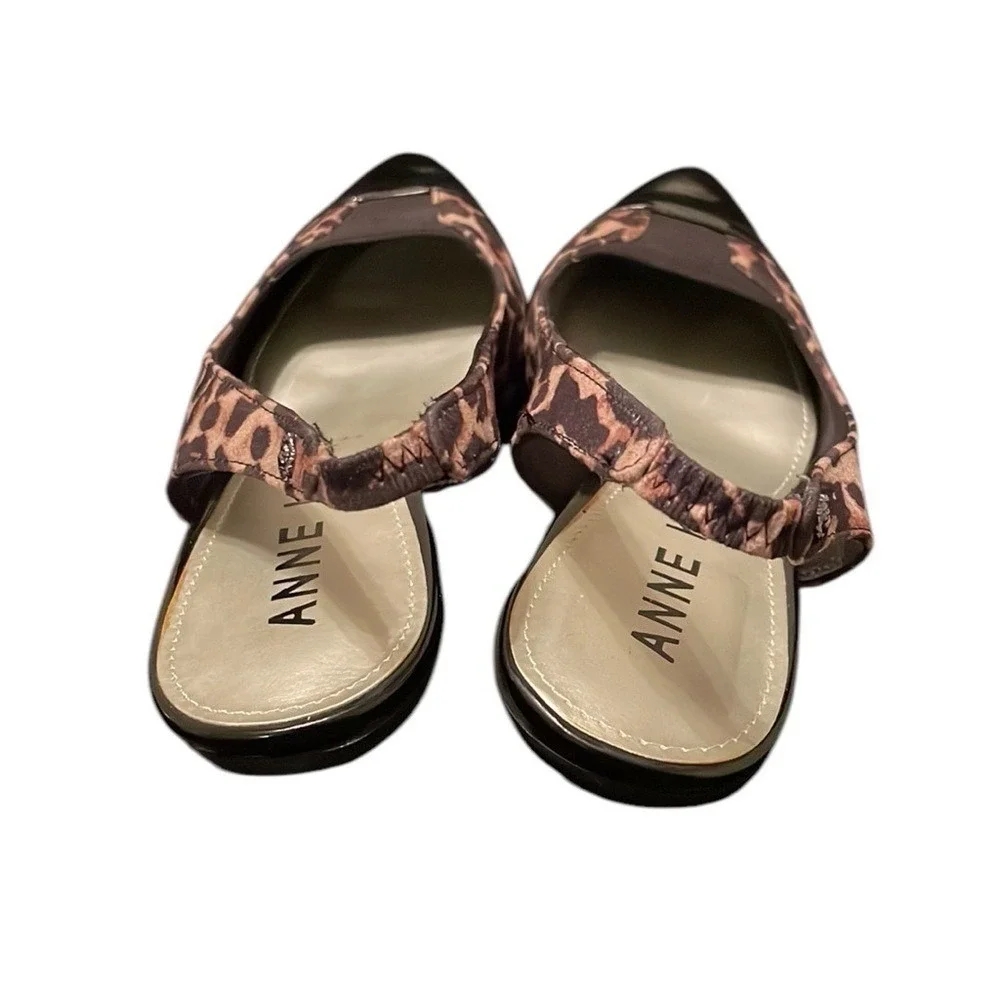 ANNE KLEIN | Women's‎ Black/Brown Cheetah Print Slingback Kitten Heels Size 8
